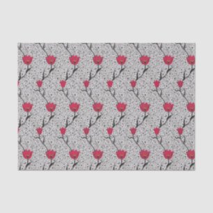 Art Nouveau Tulip Damask, Grey and Red Tissue Paper
