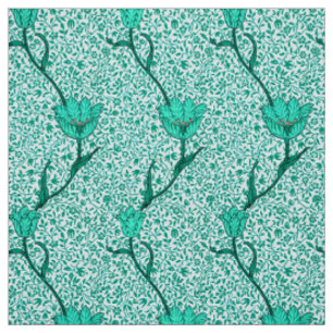 Art Nouveau Tulip Damask, Turquoise Fabric