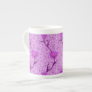 Art Nouveau Tulip Damask, Violet and Orchid Bone China Mug