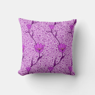 Art Nouveau Tulip Damask, Violet and Orchid Cushion
