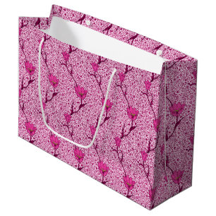 Art Nouveau Tulip Damask, Wine & Fuchsia Pink Large Gift Bag