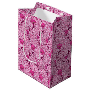 Art Nouveau Tulip Damask, Wine & Fuchsia Pink Medium Gift Bag