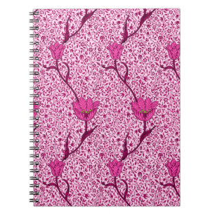 Art Nouveau Tulip Damask, Wine & Fuchsia Pink Spiral Notebook