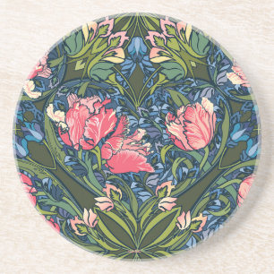 Art Nouveau Tulip Garden Colourful Coaster