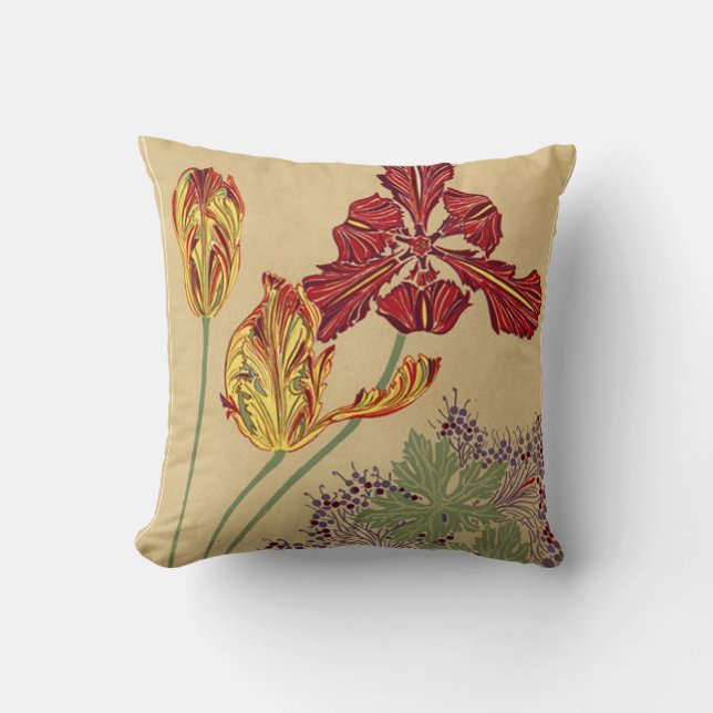 Art Nouveau Tulips Cushion (Front)
