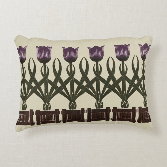 Art Nouveau Tulips Decorative Cushion (Front)