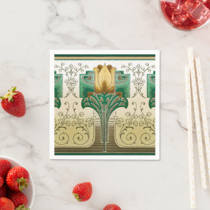 Art Nouveau Tulips Motif Standard Dinner Napkin