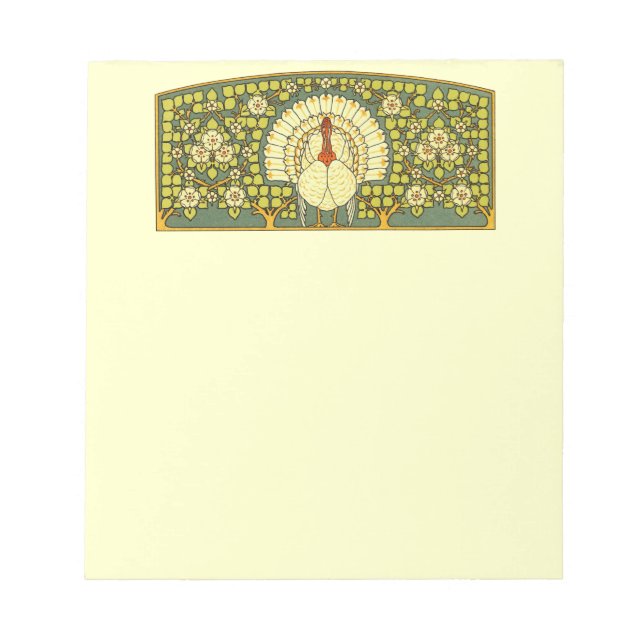 Art Nouveau Turkey with Flowers Notepad (Front)