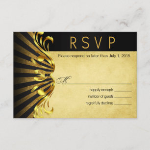 Art Nouveau Vegas RSVP   gold black Card