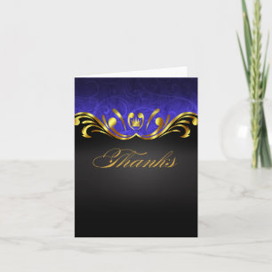 Art Nouveau Vegas Thank You   gold blue Card