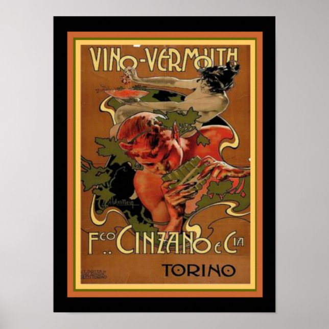 Art Nouveau Vino-Vermouth 12 x 16 Poster (Front)