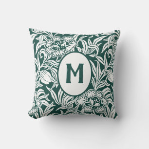 Art Nouveau Vintage Botanical Floral Pattern Green Cushion