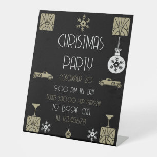 Art Nouveau Vintage Christmas Pedestal Sign