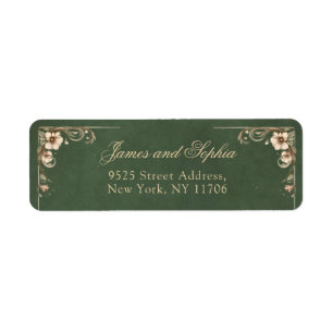 Art Nouveau Vintage Emerald Wedding Address Label