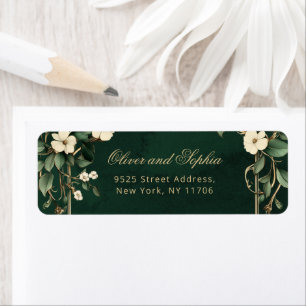 Art Nouveau Vintage Emerald Wedding Return Address