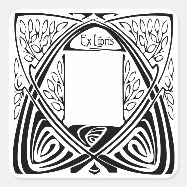 Art Nouveau Vintage Ex Libris Bookplate Labels (Front)