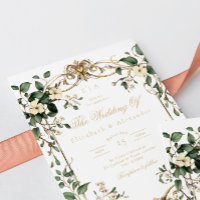 Art Nouveau Vintage Floral Green and gold Wedding