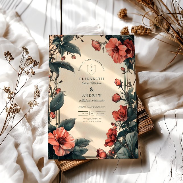  Art Nouveau Vintage Floral Wedding Invitation (Creator Uploaded)