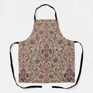 Art Nouveau vintage Iris & Passionflower Damask Apron