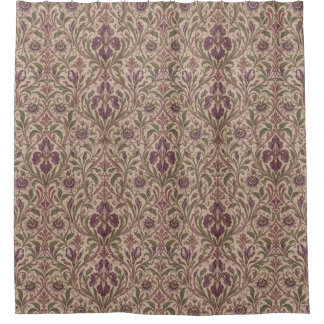 Art Nouveau vintage Iris & Passionflower Damask Shower Curtain