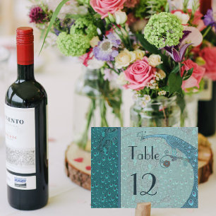 Art Nouveau Vintage Peacock Table Number Card