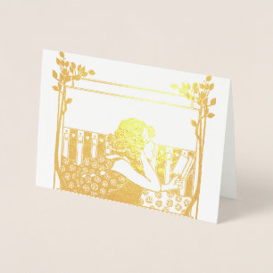 Art Nouveau Vintage reader Foil Card