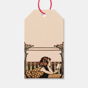 Art Nouveau Vintage reader Gift Tags