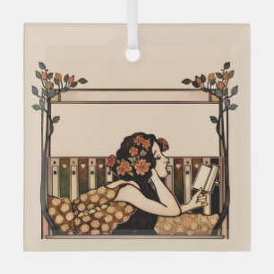 Art Nouveau Vintage reader Glass Tree Decoration