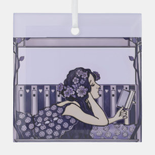 Art Nouveau Vintage reader Glass Tree Decoration