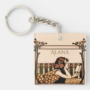 Art Nouveau Vintage reader Key Ring
