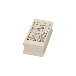 Art Nouveau Vintage Retro Woman Rubber Stamp
