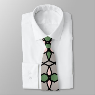 Art Nouveau Vintage Style Grey, Green, Pink,  Tie