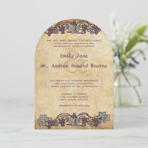 Art Nouveau Vintage Vineyard Wedding Invitation