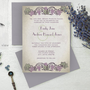 Art Nouveau Vintage Vineyard Wedding Invitation