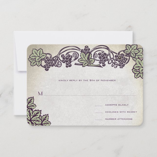 Art Nouveau Vintage Vineyard Wedding RSVP (Front)