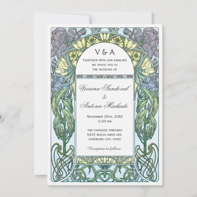 Art Nouveau Vintage Wedding Invitations VII (Front)
