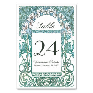 Art Nouveau Vintage Wedding Table Numbers