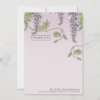 Art Nouveau Vintage Wisteria Floral Thank You Note Card