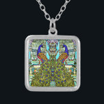 Art Nouveau VintageTiffany Stained Glass Peacock Silver Plated Necklace<br><div class="desc">Colourful vintage artwork. A love gift.</div>