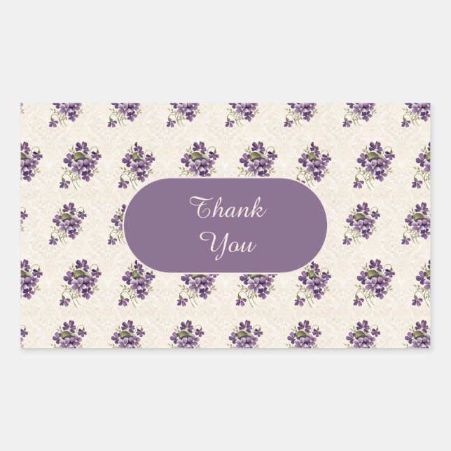 Art Nouveau Violet Floral Pattern Rectangular Sticker (Front)