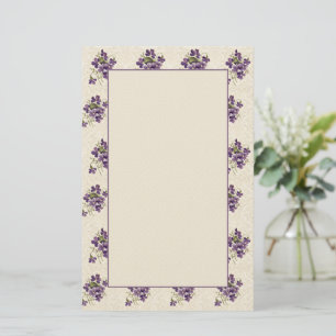 Art Nouveau Violet Floral Pattern Stationery