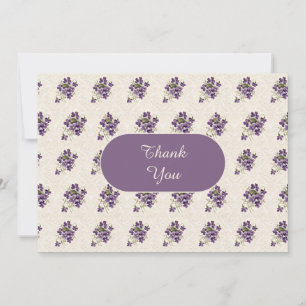Art Nouveau Violet Floral Pattern Thank You Card