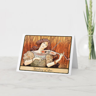 Art Nouveau Violin Girl Card
