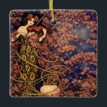 Art Nouveau Violinist in Blossoms – Vintage Floral Ceramic Ornament<br><div class="desc">This beautiful vintage Art Nouveau illustration features a graceful violinist surrounded by a cascade of delicate blossoms and swirling decorative ribbons. The elegant figure plays her violin within a dreamy garden setting filled with ornate floral patterns and flowing organic lines typical of the early 20th-century Art Nouveau movement. The composition...</div>