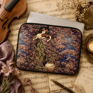 Art Nouveau Violinist in Blossoms – Vintage Floral Laptop Sleeve