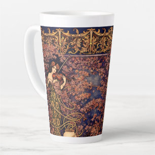 Art Nouveau Violinist in Blossoms – Vintage Floral Latte Mug