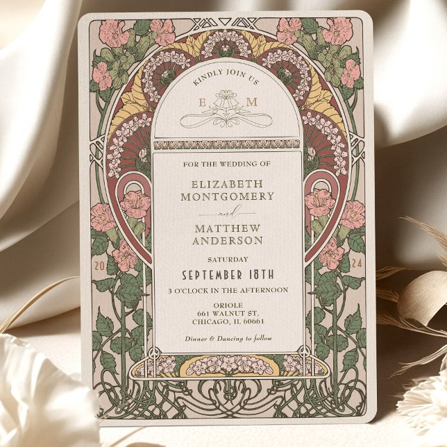 Art Nouveau Wedding Botanical Invitation (Creator Uploaded)