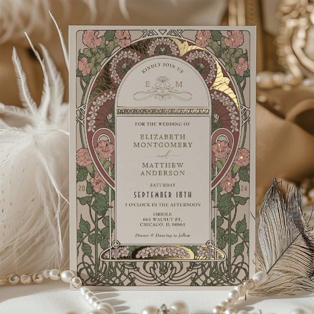 Art Nouveau Wedding Gold Accents Botanical (Creator Uploaded)
