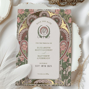 Art Nouveau Wedding Gold Accents Save the Date