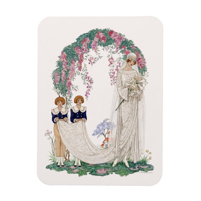 Art Nouveau Wedding Illustration – Vintage Bridal  Magnet (Vertical)